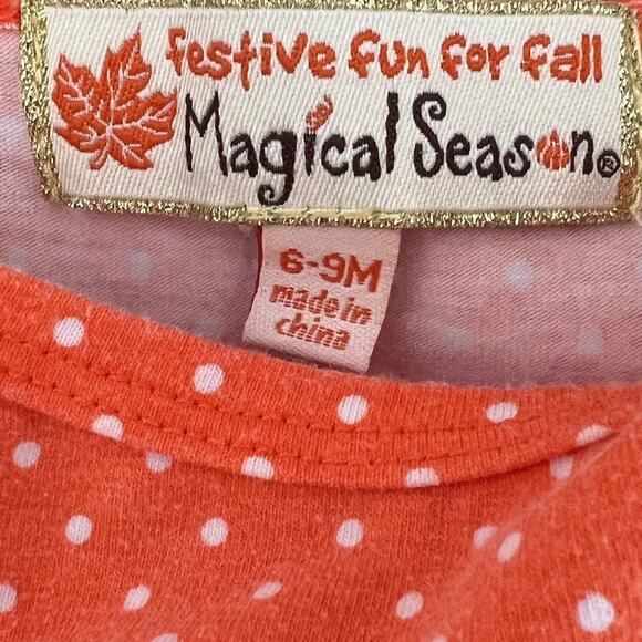 My First Halloween Infant Body Suit 6-9 mos Orange Polka Dot Black Cat One Piece - Picture 4 of 4